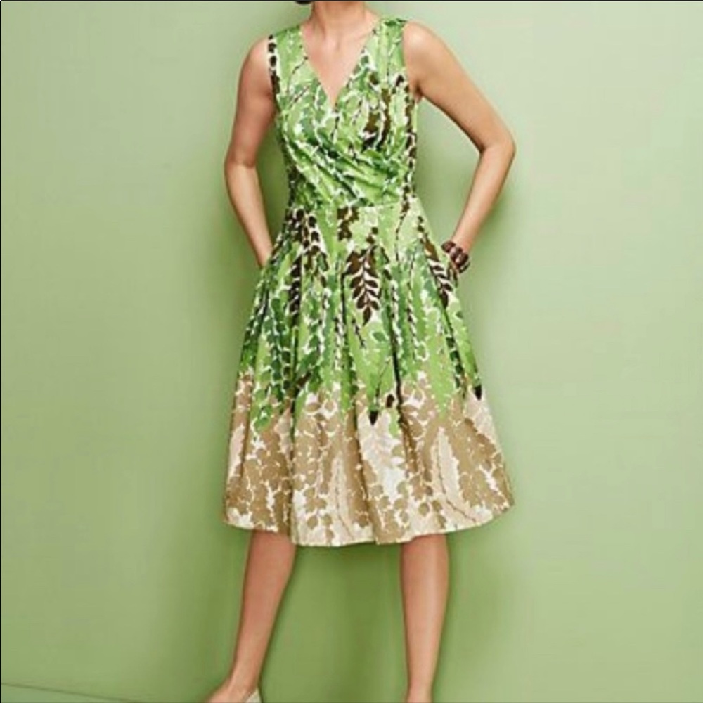 Talbot’s Leaf Print Fit and Flare Dress